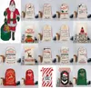 2020 Nieuwe Kerstzakken Grote canvas monogrammable Santa Claus Trektas met rendieren Monogramable Christmas Gifts Sack Tassen DC832