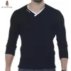 Casual Male Brand New Długą Rękaw Solid T Koszulka V-Neck Collar Slim Men T -Shirt Topy Moda Mężczyzna Tee Koszula Trend Koszulki Trend