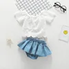 INS 2020 Summer Baby Girl Suits Sweet Girls Outfits Lace Blusa Tops Ruffle Shorts 2 PCSSet ropa de niña para niña para niños pequeños