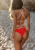 costume da bagno sexy da spiaggia aperto sulla schiena a vita alta con stampa foglia d'oro cinghie per le orecchie bikini da ragazza di un pezzo set costumi da bagno yakuda sport affascinante