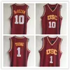 NCAA 1 Nick Young 10 DeRozan USC Güney Kaliforniya Koleji Basketbol Giyiyor Üniversite Gömlek Dikişli Jersey