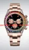 Luksusowy zegarek Men039s 40 mm 116505 Solid Rose Gold Black Gold Dial Rainbow Rame Bransoletka Automatyczna moda Men039s WATC7206291