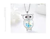 Fashion-European och American Owl 925 Sterling Silver Halsband med Swarovski Crystal Pendant