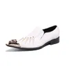 Metal Speced Fashion Toe Echtes Leder Plus Größe weiße Männer Hochzeitskleid formelle Geschäfte Oxford Schuhe Männlich D.