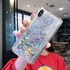 iPhone 11promaxとSamsung S20 +のための贅沢なキラキラの液体Quicksand Love Sequic Phone Case TPUソフトエッジアンチフォールバックカバーケース