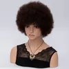 Korta lockiga afro peruker för kvinnor mörkbrun full syntetisk hår peruk brunaktig röd Amerika afrikansk naturlig peruk cosplay8585057