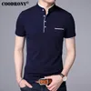 Mandarin Col À Manches Courtes T-shirt Hommes 2018 Printemps Été Nouveau Top Hommes Marque Vêtements Slim Fit Coton T-shirts