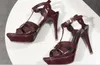 Hot Sale-Te Patent Leather Platform Sandals Stiletto Heel Heel Buty 10/14 cm T-Strap High Heels Sandały z pudełkiem US10