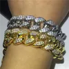 Cuba Big Hiphop bracelet White Yellow Gold Filled Micro Pave 5A Zircon Party Anniversary bracelets for Men Rock Jewerly