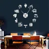 Cheese and Wine Modern Kitchen Art Stickers DIY Giant Wall Clock Alcoholic Drink Pub Bar Sign Cork Screw Decorative Wall Watch Y200109