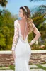 Vestido de noiva Uzun Kollu Gelinlik 2020 Denizkızı Taraklı İllüzyon Boyun Gown Gowns Sheer Resmi Elbise Elbise 2024