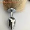 Real Genuine Grass Fox Fur Tail Plug Metal Stainless Butt Toy Plug Insert Anal Sexy Stopper4837120