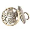 Steampunk Pocket Watch Hollow Out Paris Design Analog Quartz Watches Necklace Pendant Chain Souvenir Gift Reloj de bolsillo