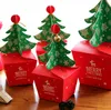 8*8cm Red 3d Christmas Tree Gift Box com Bell Paper Candy Box Cookie Colocate Papel Caixas de maçã Merry Christmas Decoração embalagem