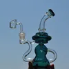 Återvinnare dab rig vatten glas bongs pipes porkah rökning tillbehör svåra oljeriggar 14mm banger blå gröna dabs