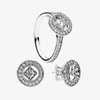 Vintage Cirkel Ring Stud Earring Sets Vrouwen Bruiloft Sieraden voor Pandora 925 Silver CZ Diamond Ringen en Oorbellen met originele doos