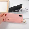 Pink & Black Couples Phone Holder Case For iphone X XS max XR 6 6s 7 8 plus Fashion Wrist Strap Case Soft TPU Cover