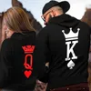 Sokak Hiphop Hoodies Eşleşen Giysi Çiftler Erkekler Kadınlar Kraliçe Kral Hoodies Gevşek Tasarımcı Kapüşonlu Yüksek Kaliteli Tişörtü