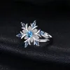 Fashion Lady's Flower Ring Real S925 Silver Diamond Bride Ring Wedding Holiday Beautiful finger Jewelry Gift