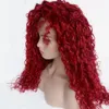 Röd lockigt hår spets fram peruk glueless syntetiska hår spetsar peruker för amerikanska afrikanska kvinnor värmebeständigt fiber lång lös kinky c8301143