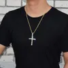 Micro Pave Iced Out Cubic Zigron Big Cz Cross Pendant