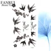 Leuke Swallow Bird Feather Tijdelijke Stickers Bloemtak Letter Water Transfer Tattoo Vrouwen Body Borst Arm Art Tattoo Men Hand