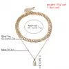 Moda di lusso multistrato catena a maglie scintillante diamante argento ciondolo con lucchetto collana girocollo vintage di design per donne ragazze