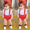 Pasgeboren babymeisje kleren polka dot print bloem mouw romper jumpsuit hoofdband 3 stcs outfits sunsuit zomer babymeisjes set