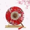 High Quality Japanese Sakura Flower Delicate Packaging Chinese Flower Bamboo Folding Hand Fan for Wedding Christmas Party