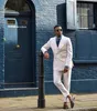 2019 Groom Tuxedos 2 Pièces Ivoire Hommes Costume D'été Veste Peaked Revers Costumes pour Mariage Casual Smart Slim Fit Meilleurs Hommes Tuxedos