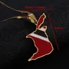 Trinidad and Tobago Map Flag Pendant Necklace Gold Color Trendy Trinidad and Tobago Map Trendy Jewelry Gifts