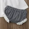 Noworodek Baby Girls Princess Stroje Letnie Bawełniane Odzież Ruffles Fly Sleeve T-shirt Plaid Elastyczne szorty talii 2 sztuk Zestawy 0-24m