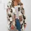 Plus Size Fashion Faux Fur Coat Women Winter Long Coat Autumn Warm Soft Leopard Print Jacket Female Overcoat Outerwear