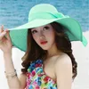 女性の夏の大きな縁の女の子の女の子の麦わら帽子ワイドブリム大縁ビーチ女性夏の召命anti uv sunhat8215819