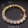 Hip Hop Micro Pave Cumbic Zircon Cube Stones Chain Bracelet Gold Silver Color 10 mm 7 pouces 8inches268T