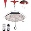 Double Layer Inverted Umbrella Outdoos Fold Upside Down Fabric Windproof C-Handle Reverse Umbrella Layer Inside Out Windproof Umbrella