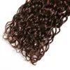 チョコレート茶色のぬれと波状のペルーの人間の髪3バンドル300グラム＃4暗い茶色の人間の髪の毛織りWefts水波ヘアエクステンション10-30 "