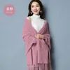 Wholesale- and winter new style sleeveless shawl scarf loose fashion wild cardigan cape shawl warm monochrome tassel travel cape