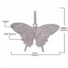 Iced Out Animal Big Butterfly Pendant Collier Silver Blue plaque Hip Hop Bling Jewelry Gift Whole3445153