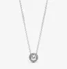 LADY Round diamond pendant Jewelry rose gold Necklace S925 Sterling Silver Clavicle Chain Women Pendants Necklaces Original Box for Pan W214