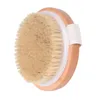 Brosse ronde pour le corps en crin de cheval naturel sans poignée Brosses de douche pour bain de peau sèche SPA Massage Brosses de douche en bois LX7421