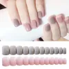 24 Teile/satz Nette Süße Hellgrau Pulver Springen Quadratischen Kopf Einfarbig Gefälschte Nägel Fertige Fingernägel Nail art Falsche Tipps prud22