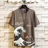 Camisetas Masculinas Moda Masculina Anime Estampa Oversized Hip Hop Algodão T-shirts O Neck Verão Japonês Masculino Causal Solto Tops