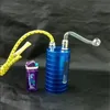 Tubo de água de aço inoxidável azul atacado acessórios para bongos de vidro, cachimbo de água de vidro para fumar, frete grátis