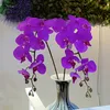 2pcs / mycket ny simulering 9-heads phalaenopsis singel gren pu artificiell blommor dekoration hem blomma vägg bröllop falska orkidé