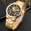 Shenhua Golden Skeleton Automatic Mechanical Watch Men Fashion Waterproof Shockproof Clock Mechanical Watch Men Men Watches Y19062004