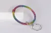 2020 13 Colors Silicone Wrist Key Ring Glitter Crystal Rhinestone Silicone Bracelet Keychain Bangle Circle Car Key Chain Jewelry M1339044