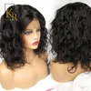 16inch Curly Lace Front Human Hair Wigs for Black Femmes Pré-cueillet avec des cheveux de bébé frontaux pleins Remy Brésilien Hair Wavy Bob6713616