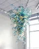 Modern Latest Design Home Art Decoration Lighting Blue Hand Blown Murano Glass Chain Pendant Luminaire Chandelier Lamp