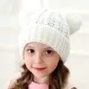 ニットかぎ針編みげっぷり帽子女の子男の子冬の暖かいポンポム2ボールキャップ13色ニット帽子07